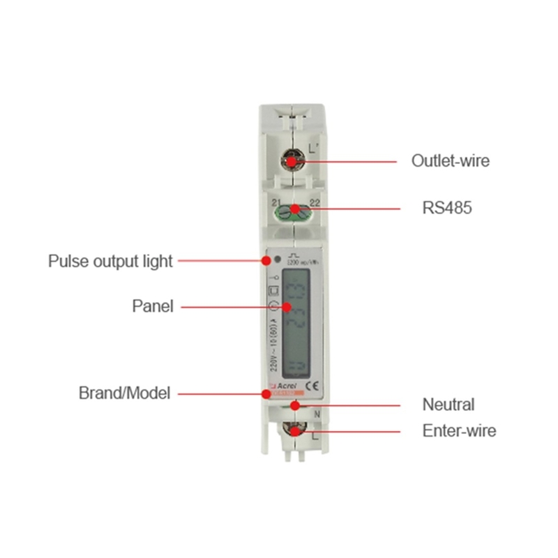 Acrel ADL10-E Single-phase DIN Rail Energy Meter Input Current 10(60)A LCD Display Single Phase Energy Meter Data Logger